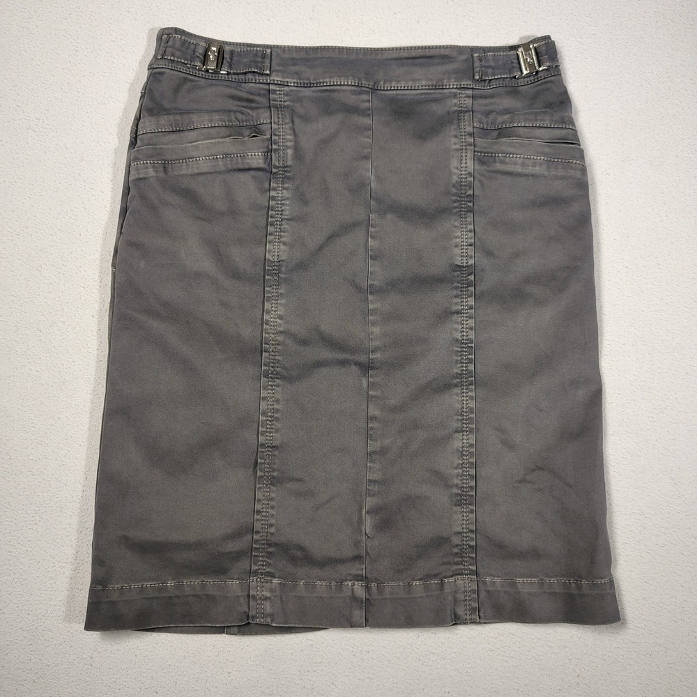 Sportmax Code Skirt Women 30 Charcoal Gray Cotton Utility Pencil Buckle Detail